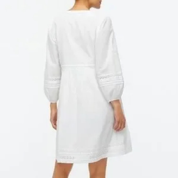 EUC J Crew White Lace 3/4 Sleeve Dress Size Medium - Picture 2 of 9